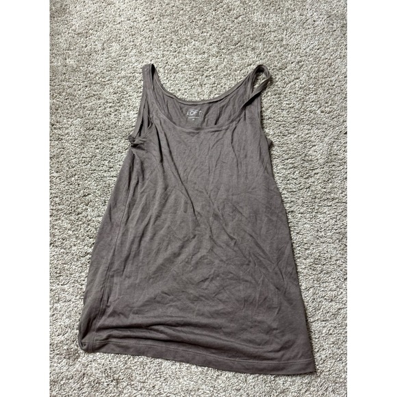 LOFT Tops - Ann Taylor LOFT Taupe Brown Scoop Neck Tank Top Rayon Tencel Blend XS